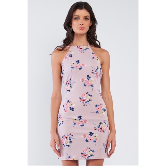Sugarlips Floral Open Strappy Back Mini Dress - Picture 1 of 10